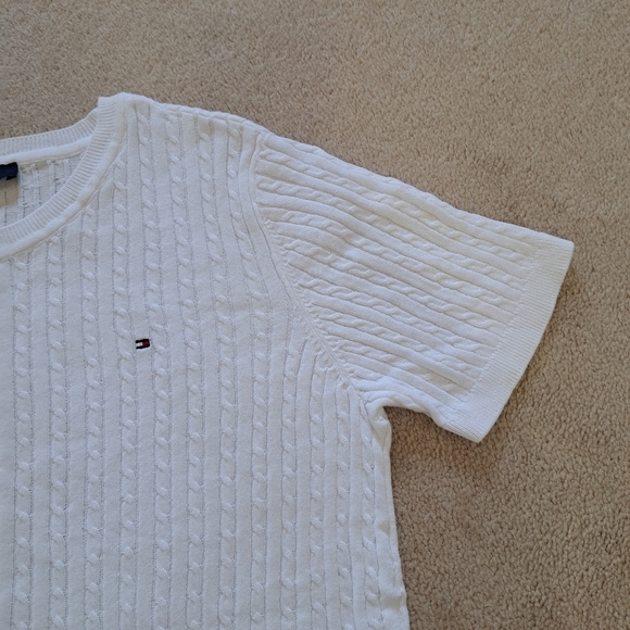 Tommy Hilfiger Sweater Women's Size Large White Cable Knit Short Sleeved NWT - Picture 11 of 12